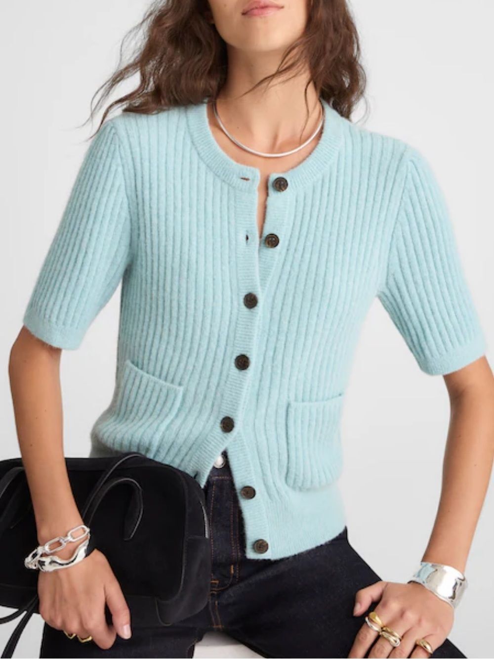 Madewell Patch-Pocket Puff-Sleeve Cardigan
AD1